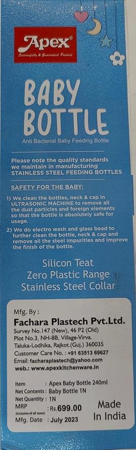 Stainless Steel Infant Baby Feeding Bottle