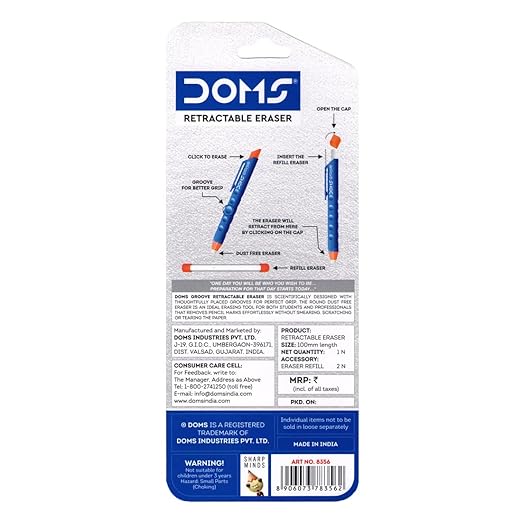 DOMS GROOVE RETRACTABLE ERASER SET