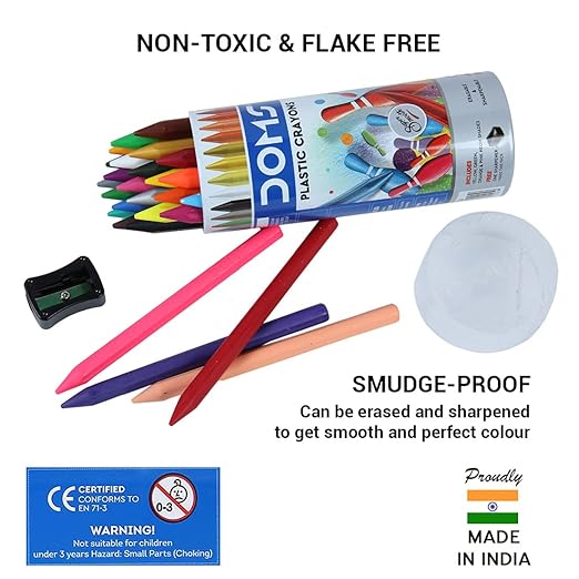 DOMS PLASTIC CRAYON 28 SHADES ROUN