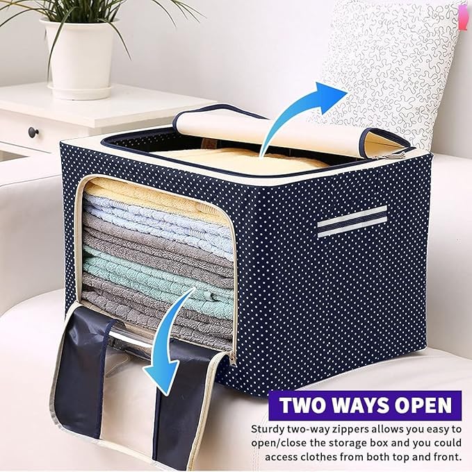 66 LTR Foldable Steel Frame Cloths Zip Organizer Bag