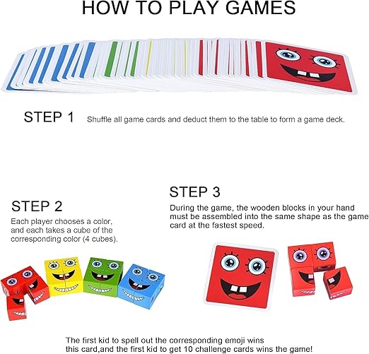 Cube Wooden Puzzle Game Expressions Matching