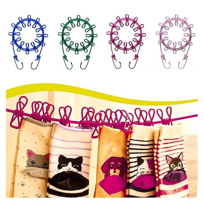 Cloth Drying Rope with Hooks