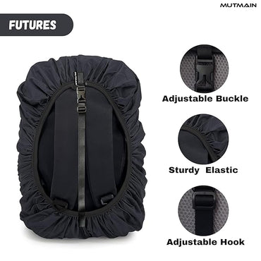 Bag Cover Waterproof 30L to 35L Rain Cover for Backpack Schoolbag, Laptop Bag, Dust Proof, Rubberized Material, Black