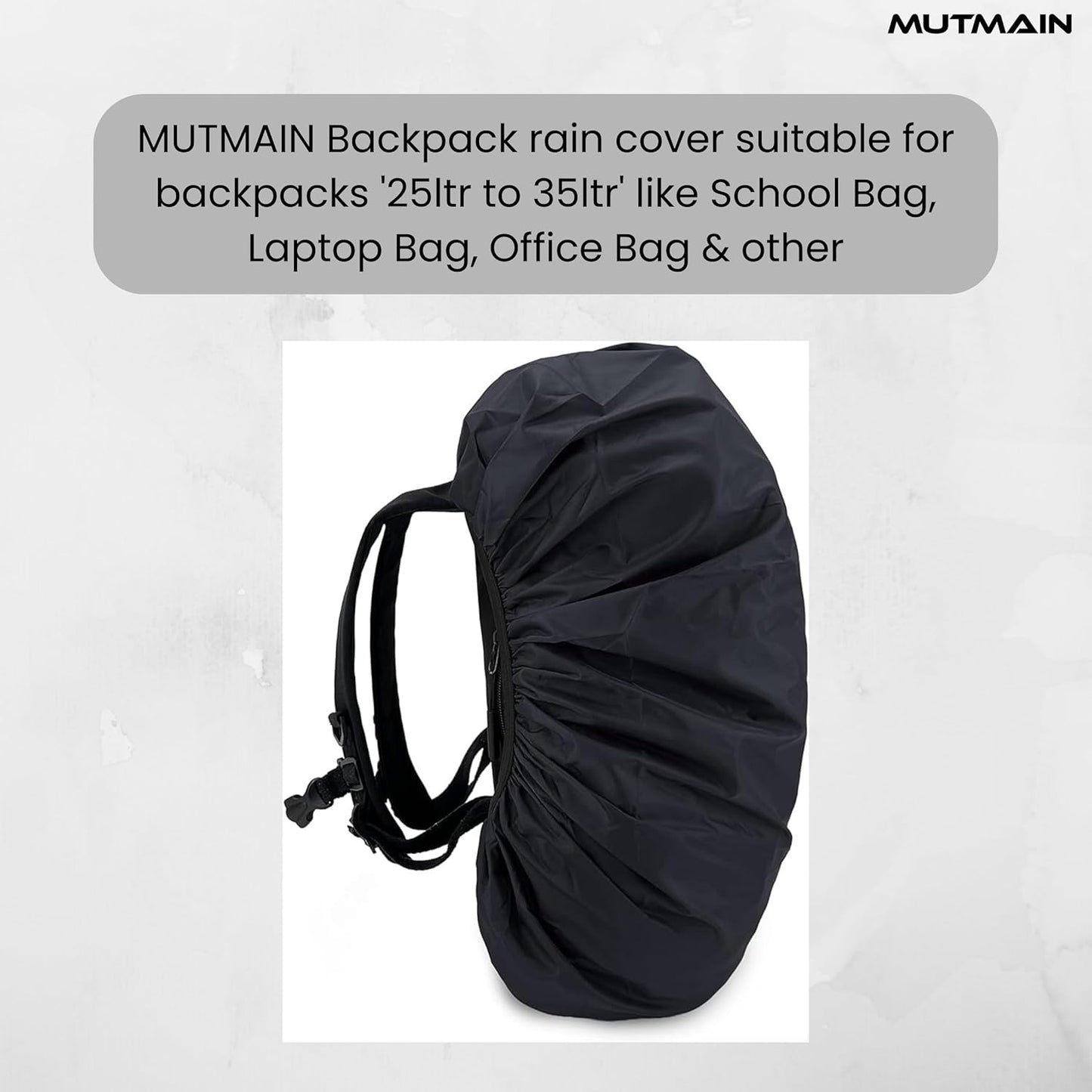 Bag Cover Waterproof 30L to 35L Rain Cover for Backpack Schoolbag, Laptop Bag, Dust Proof, Rubberized Material, Black