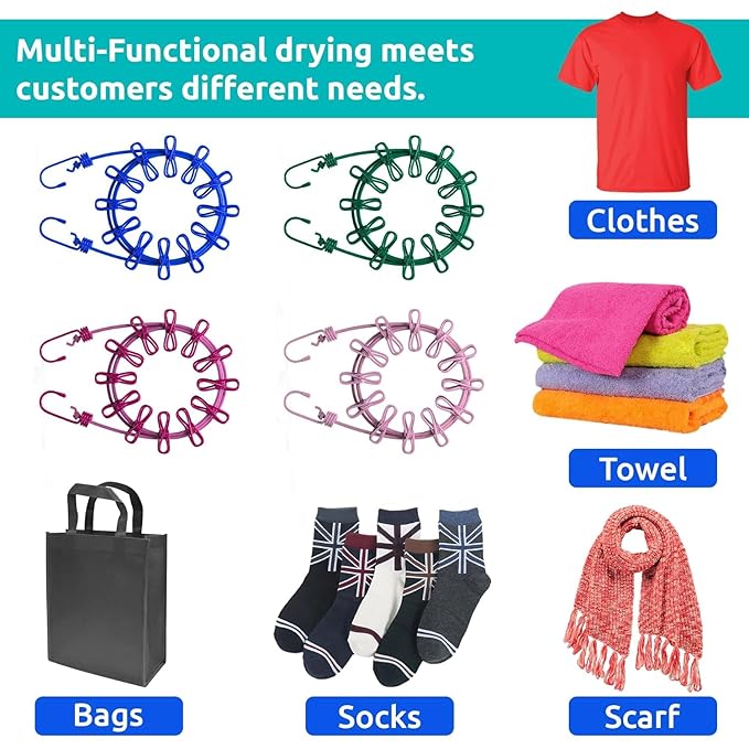 Cloth Drying Rope with Hooks