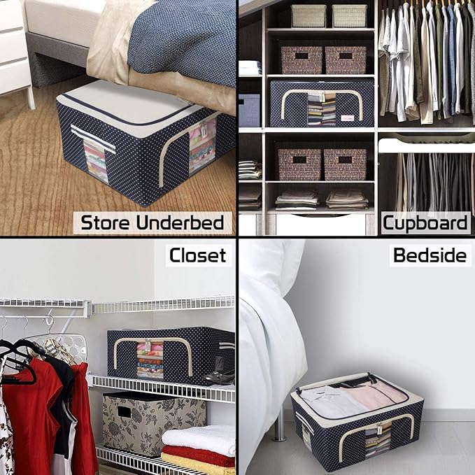 66 LTR Foldable Steel Frame Cloths Zip Organizer Bag