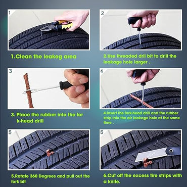 Tubeless Tyre Puncture Repair Kit with Solution