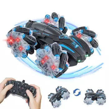 Double-Sided RC Stunt Car for Kids: 360° Drift, Remote Control Racing, Rechargeable, Watch Gesture Control, Smoke & Mist Effect