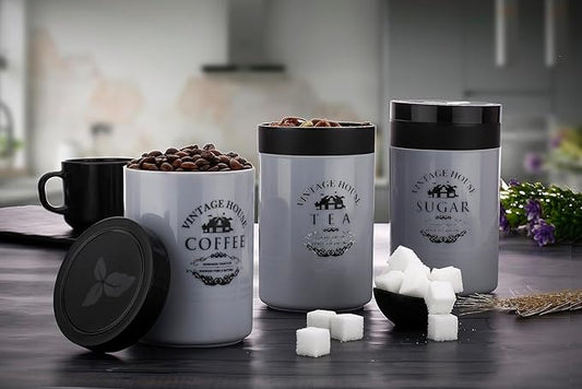 Plastic Tea Sugar Coffee Container Set of 3
