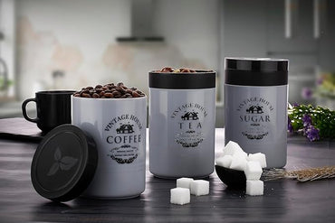 Plastic Tea Sugar Coffee Container Set of 3