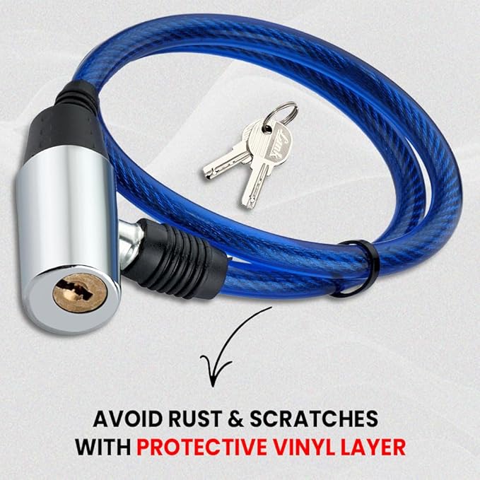 Multipurpose Cable Lock 50 CM Length for Cycles, Bikes, Helmets or Scooters Assorted Colour