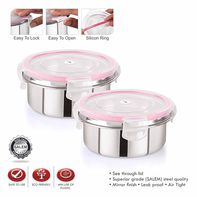 Leak Proof Click and Seal Lock Stainless Steel Storage