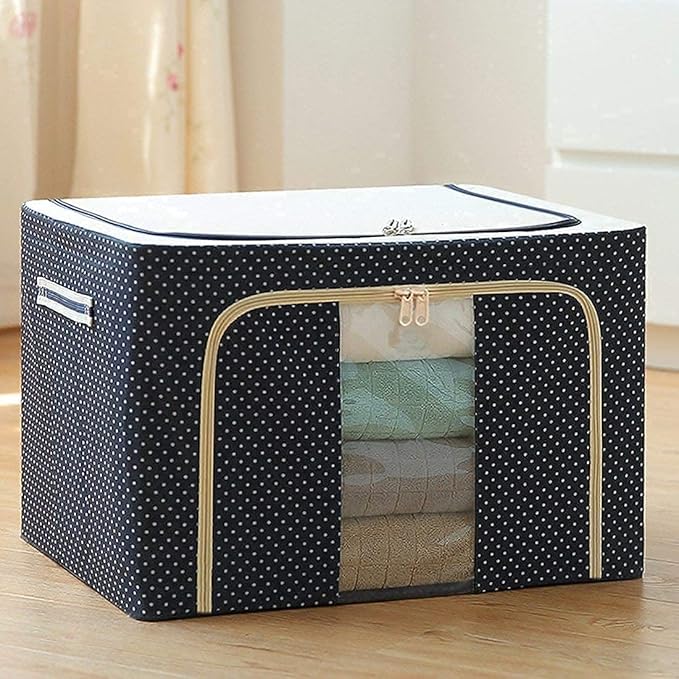 66 LTR Foldable Steel Frame Cloths Zip Organizer Bag 