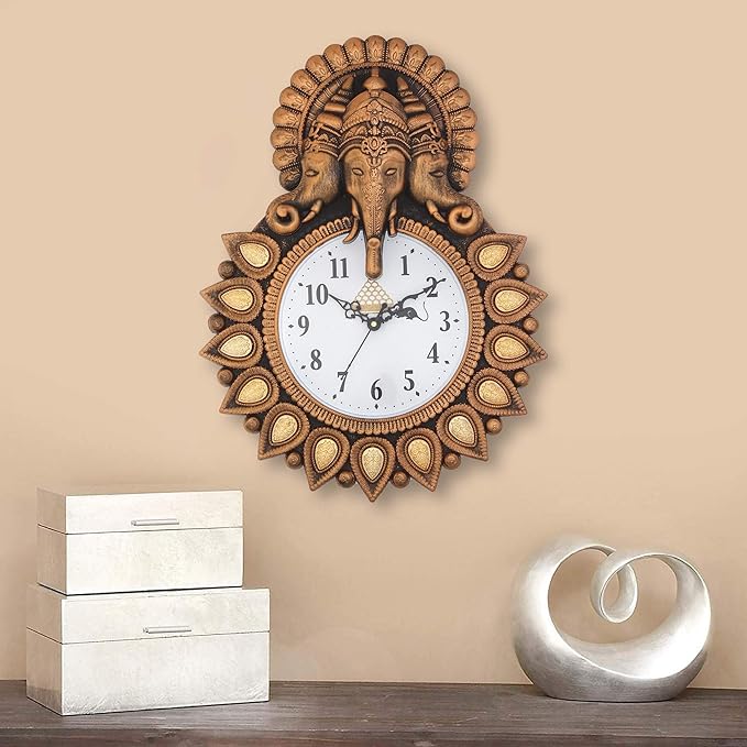 Premium Plastic Designer Stones Ganesha Wall Clock