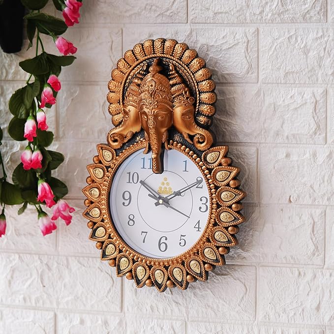 Premium Plastic Designer Stones Ganesha Wall Clock