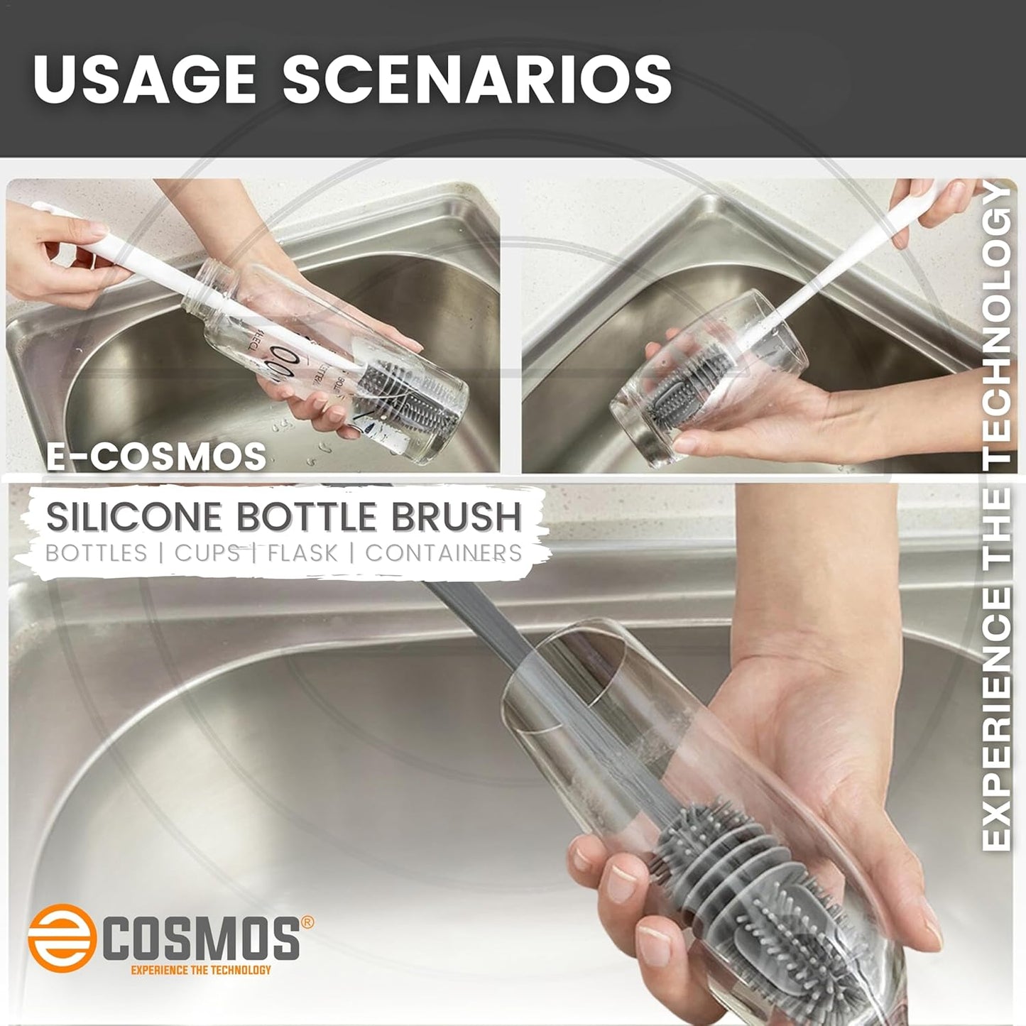 Bottle Cleaning Brush Silicone Long Handle