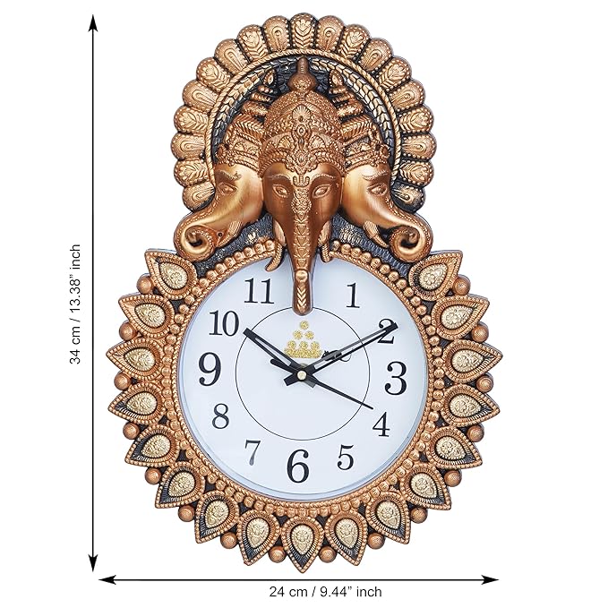 Premium Plastic Designer Stones Ganesha Wall Clock