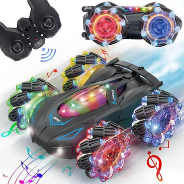 Double-Sided RC Stunt Car for Kids: 360° Drift, Remote Control Racing, Rechargeable, Watch Gesture Control, Smoke & Mist Effect