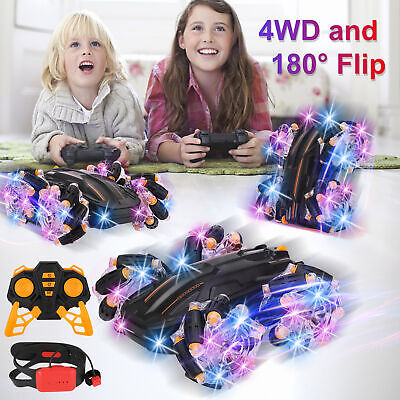 Double-Sided RC Stunt Car for Kids: 360° Drift, Remote Control Racing, Rechargeable, Watch Gesture Control, Smoke & Mist Effect